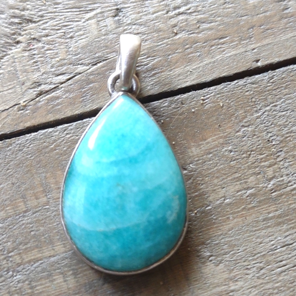 Sterling Silver Larimar Tear Pendant